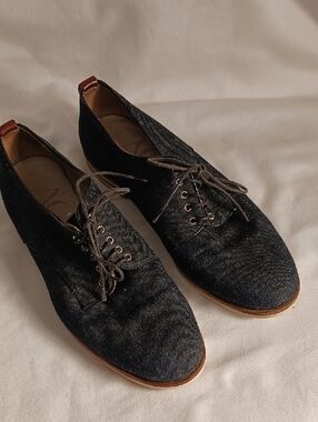 AGL Blue Denim Derby/Oxfords With Leather Trim, Made In Italy